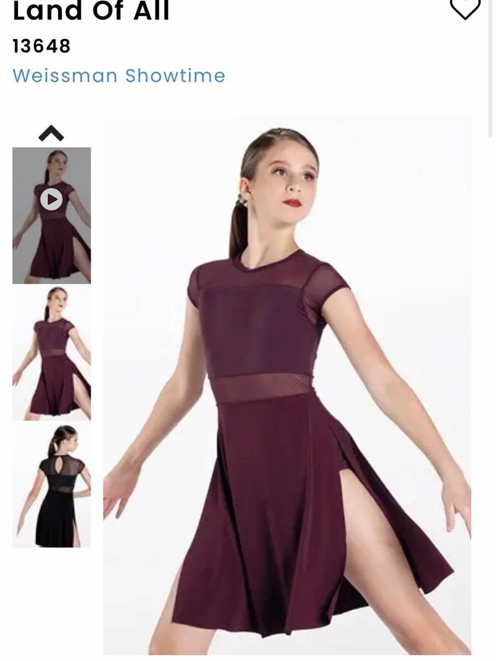 Weissman Dance Costumes Land of All #13648